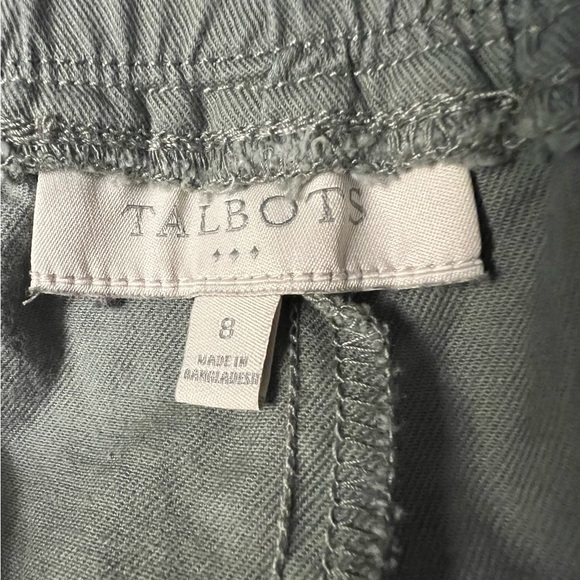 Talbots Drawstring Elastic Waist Cuffed Pants Army Green Women's Sz 8 - Picture 3 of 4